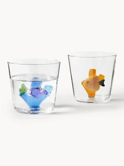 Set 6 bicchieri acqua in vetro borosilicato fatti a mano Marine Garden