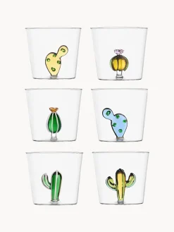 Set 6 bicchieri acqua in vetroborosilicato fatti a mano Desert Plants