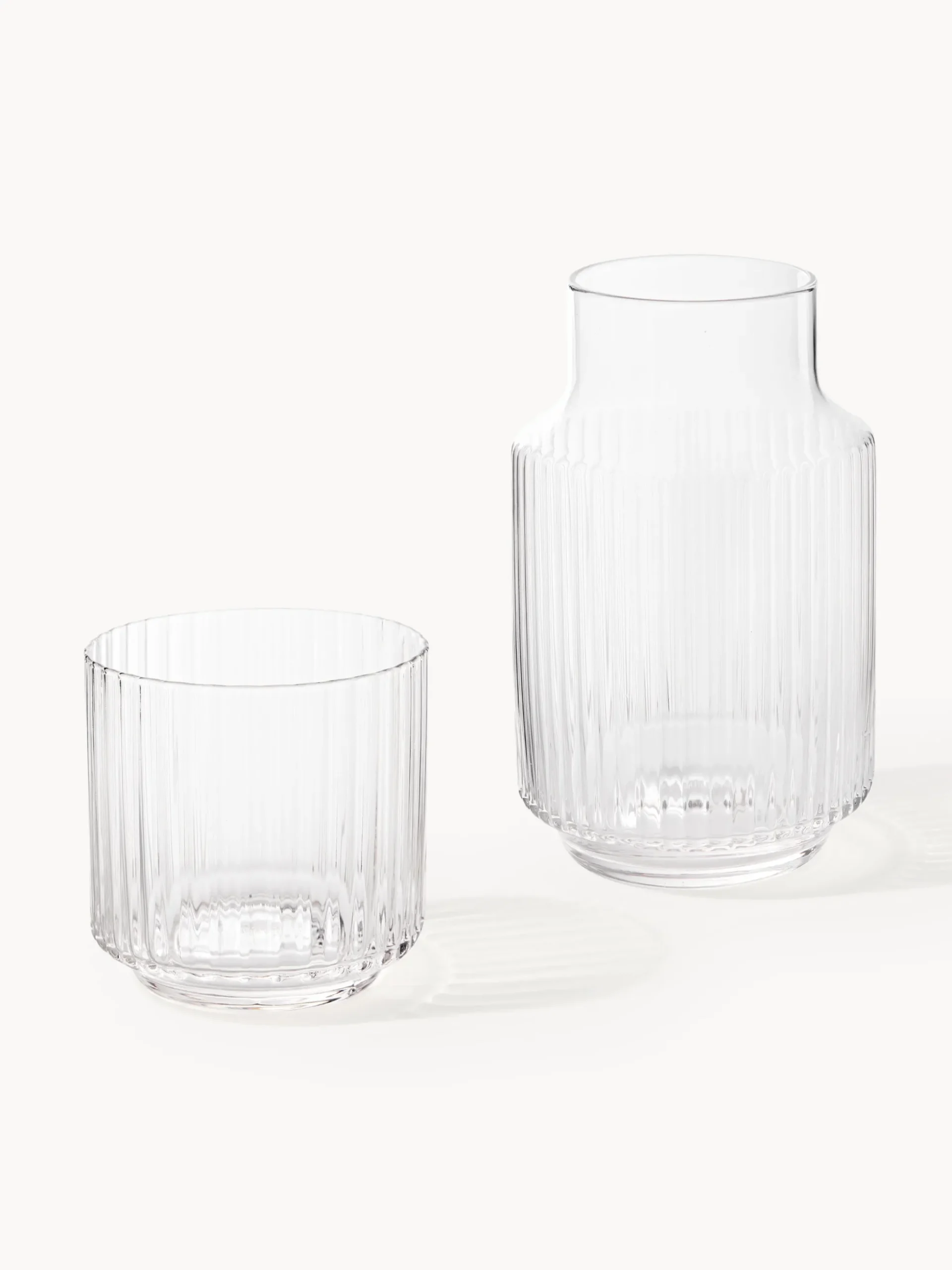Set caraffa e bicchiere in vetro soffiato Aleo, set da 2