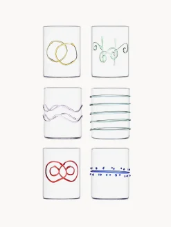 Set di 6 bicchieri acqua in vetro borosilicato fatti a mano Deco' Arlecchino