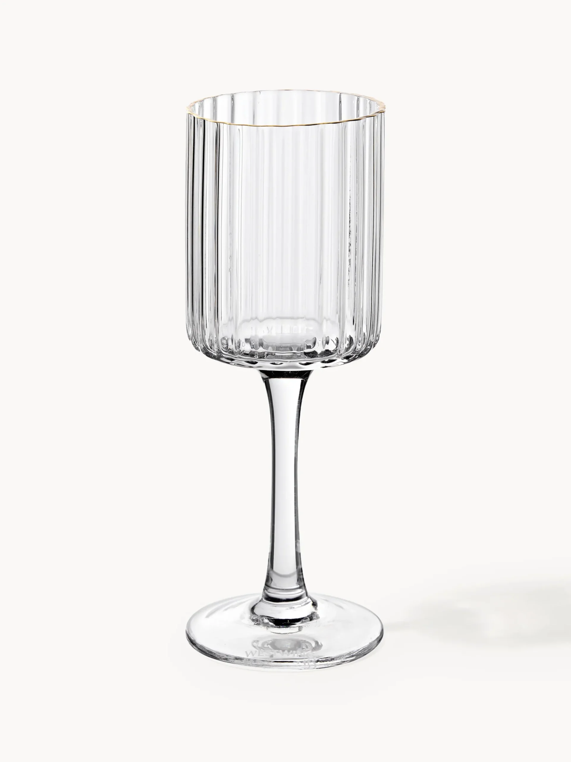 Set di 4 bicchieri da liquore in vetro soffiato con bordo dorato Aleo