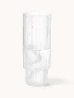 Set di 4 bicchieri da long drink in vetro soffiato millerighe Ripple