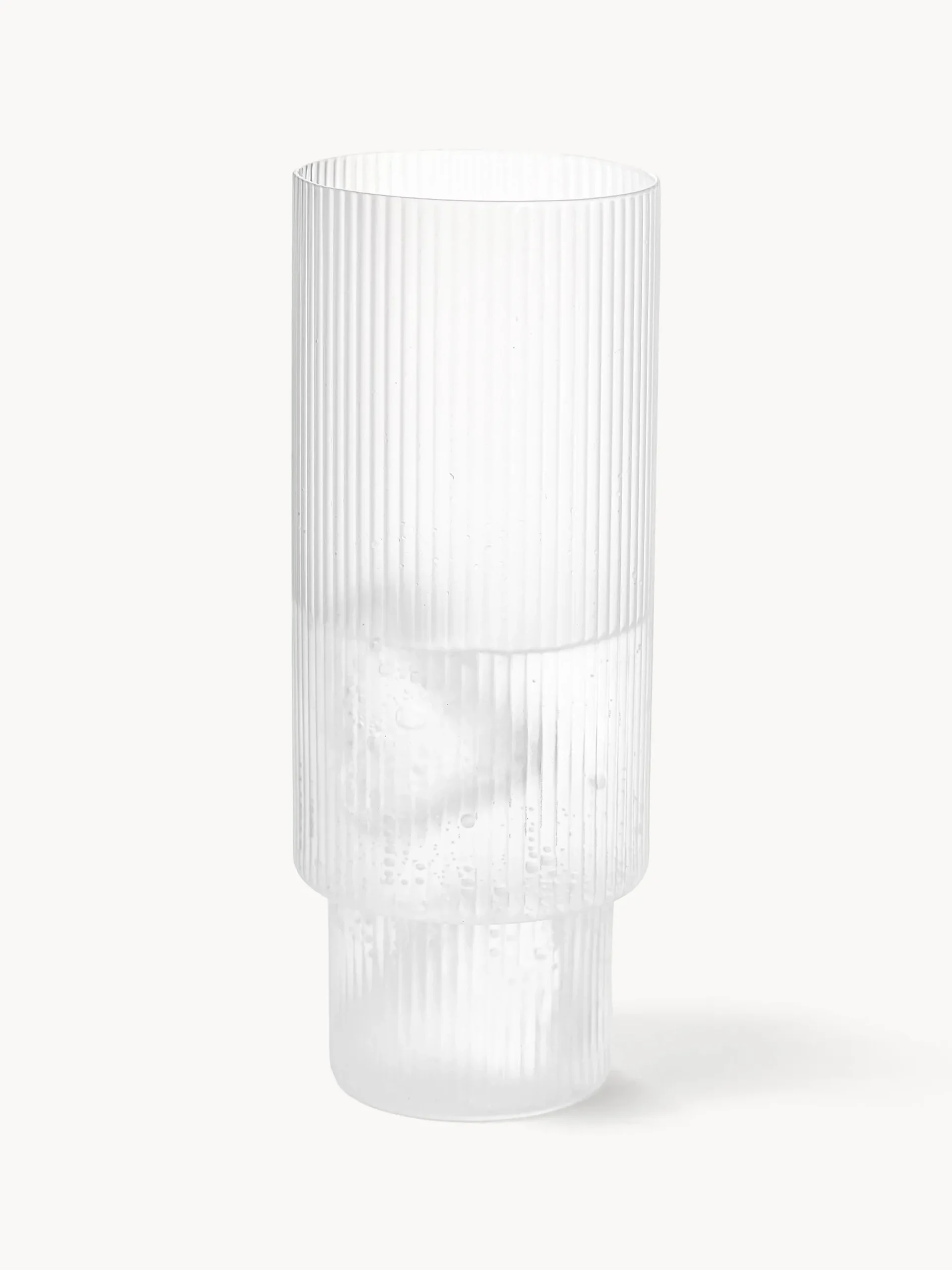 Set di 4 bicchieri da long drink in vetro soffiato millerighe Ripple