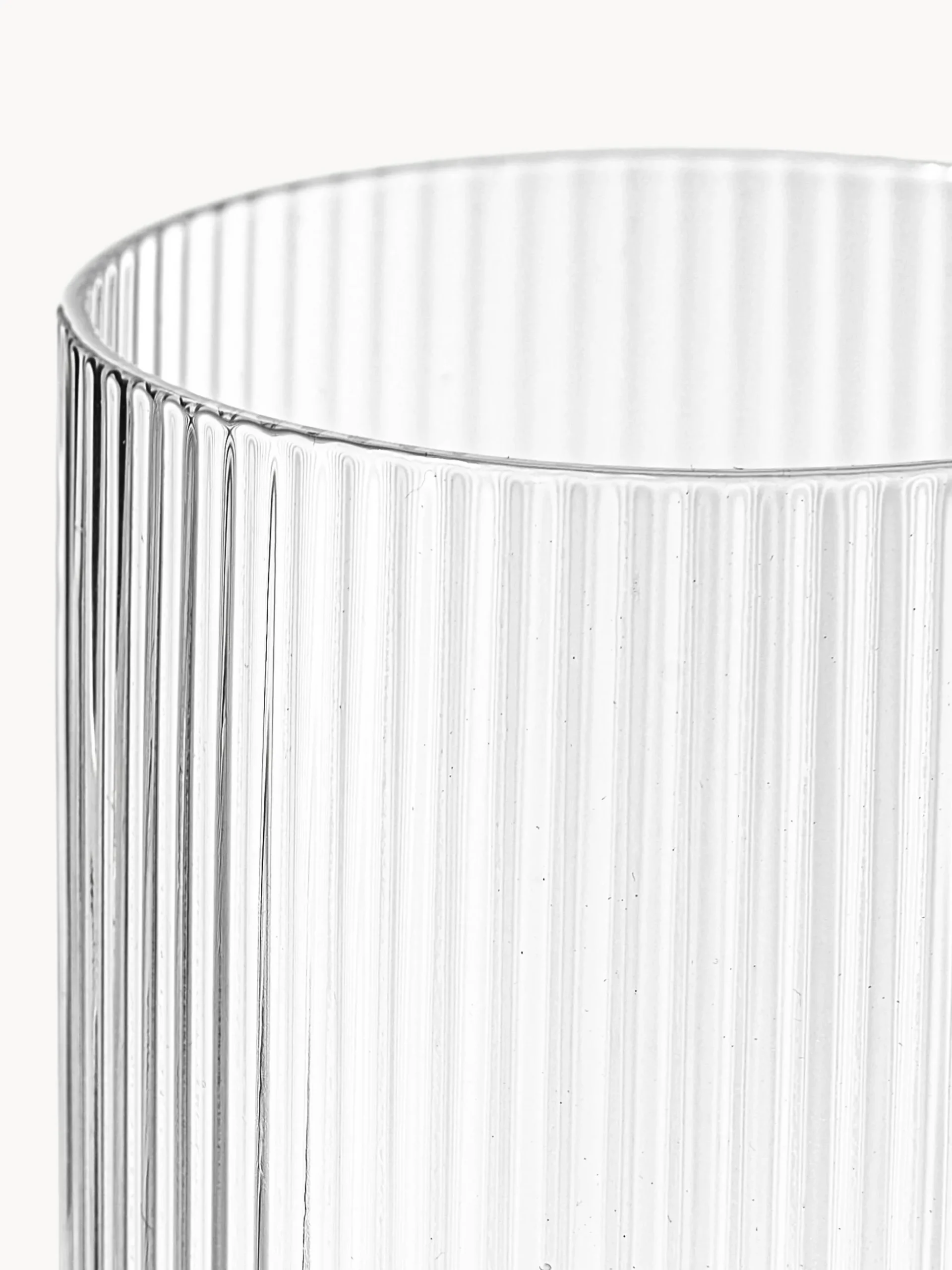Set di 4 bicchieri da long drink in vetro soffiato millerighe Ripple