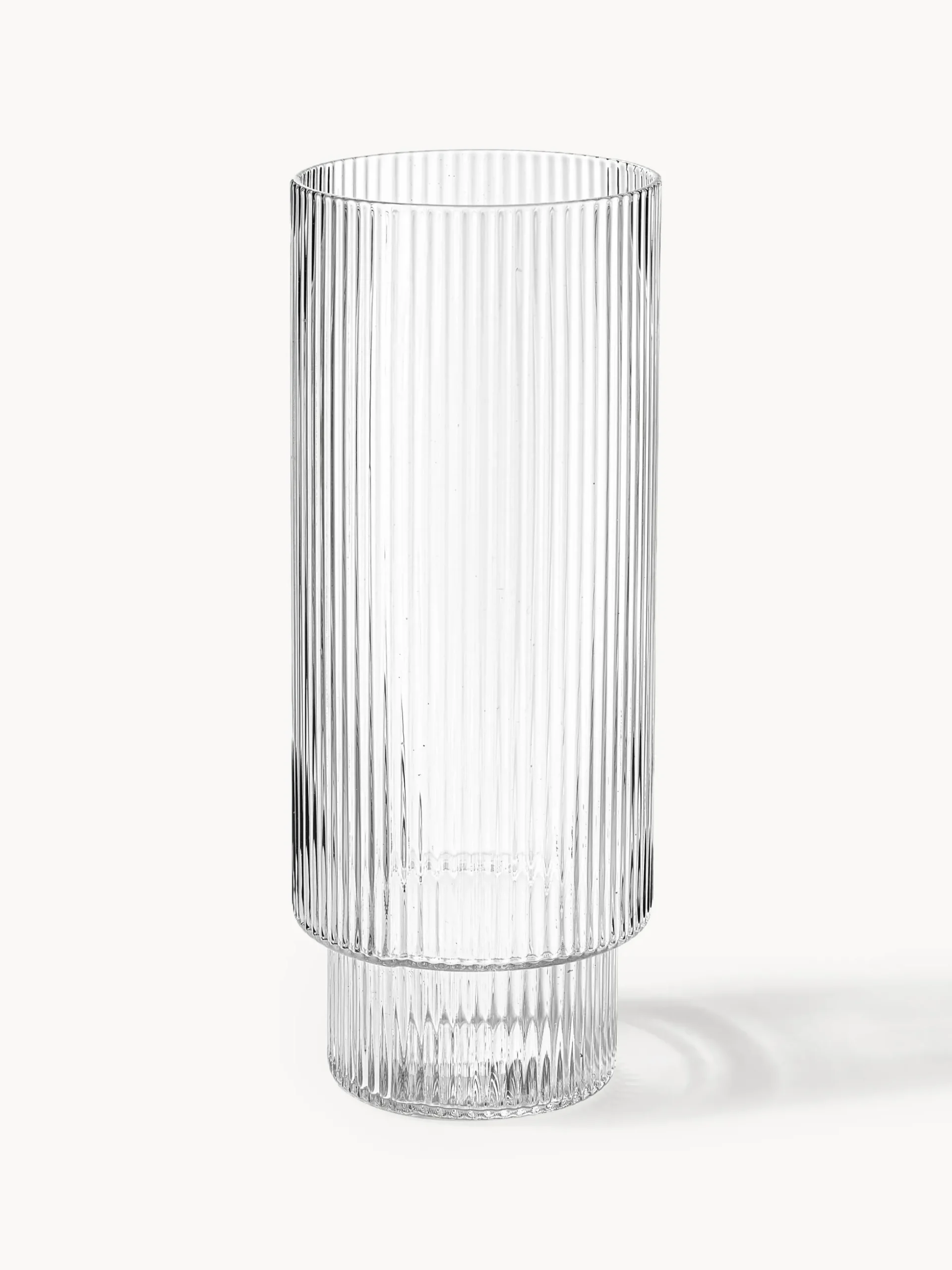 Set di 4 bicchieri da long drink in vetro soffiato millerighe Ripple