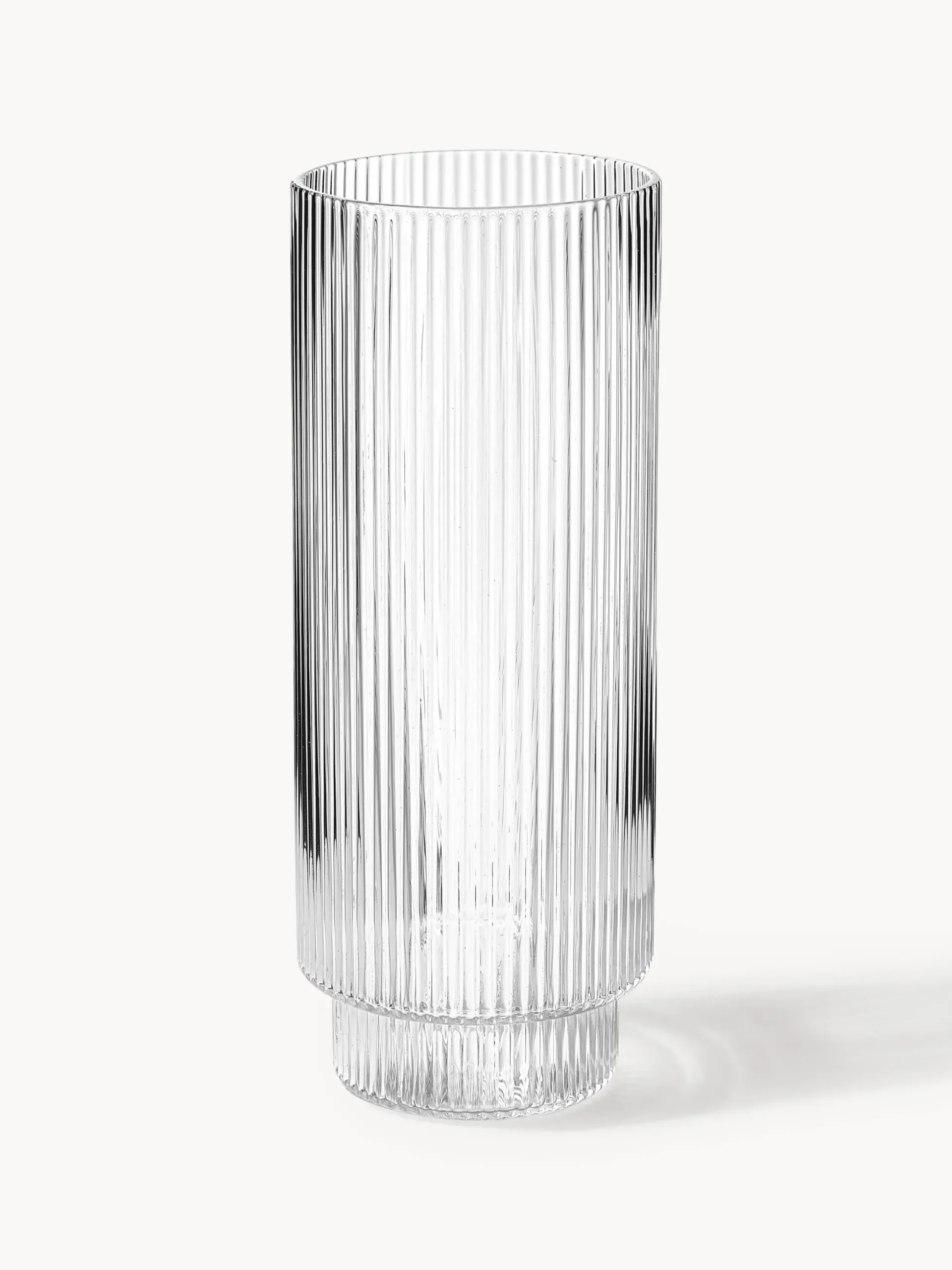 Set di 4 bicchieri da long drink in vetro soffiato millerighe Ripple