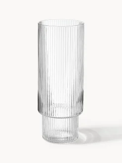 Set di 4 bicchieri da long drink in vetro soffiato millerighe Ripple