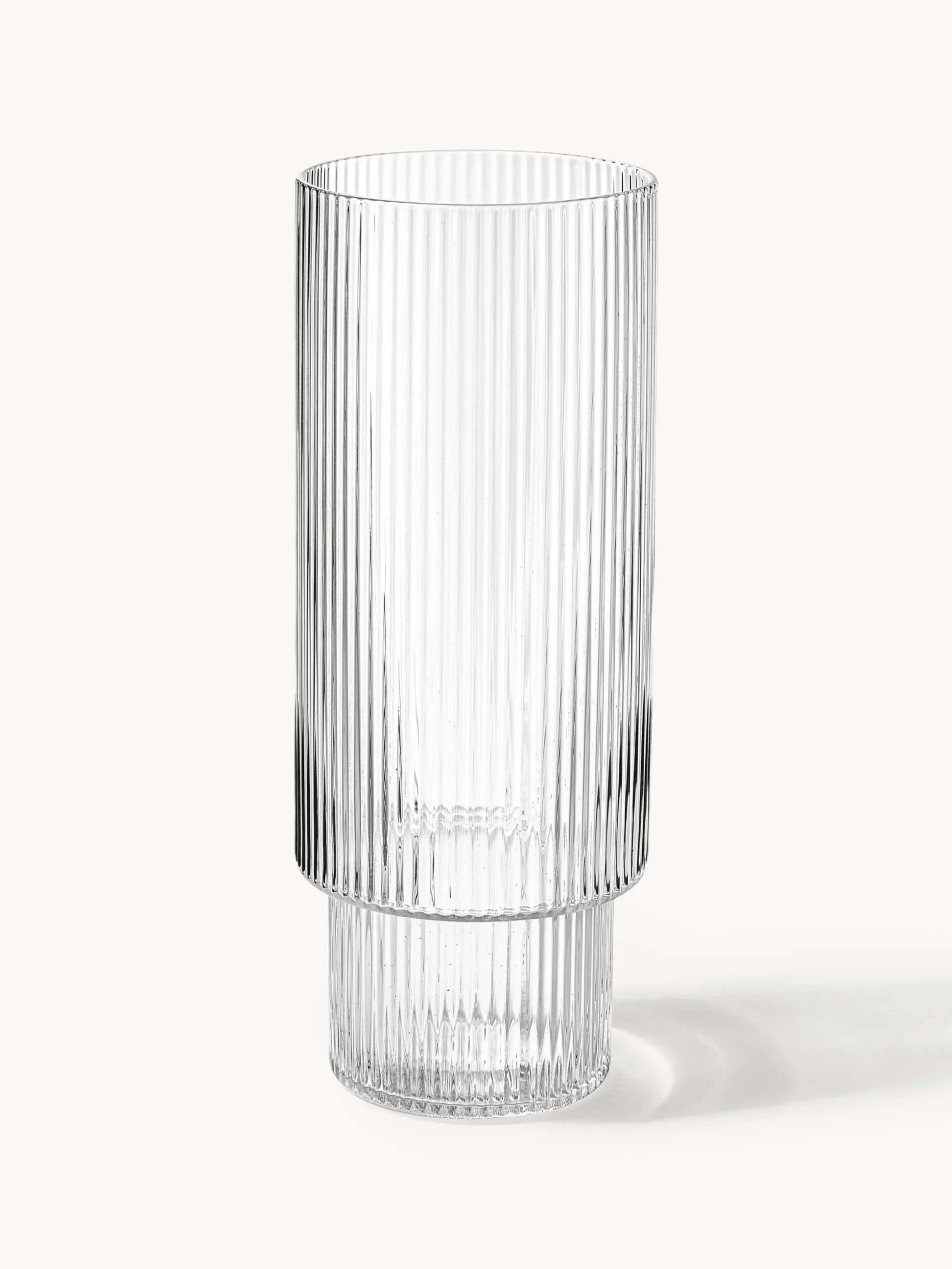 Set di 4 bicchieri da long drink in vetro soffiato millerighe Ripple