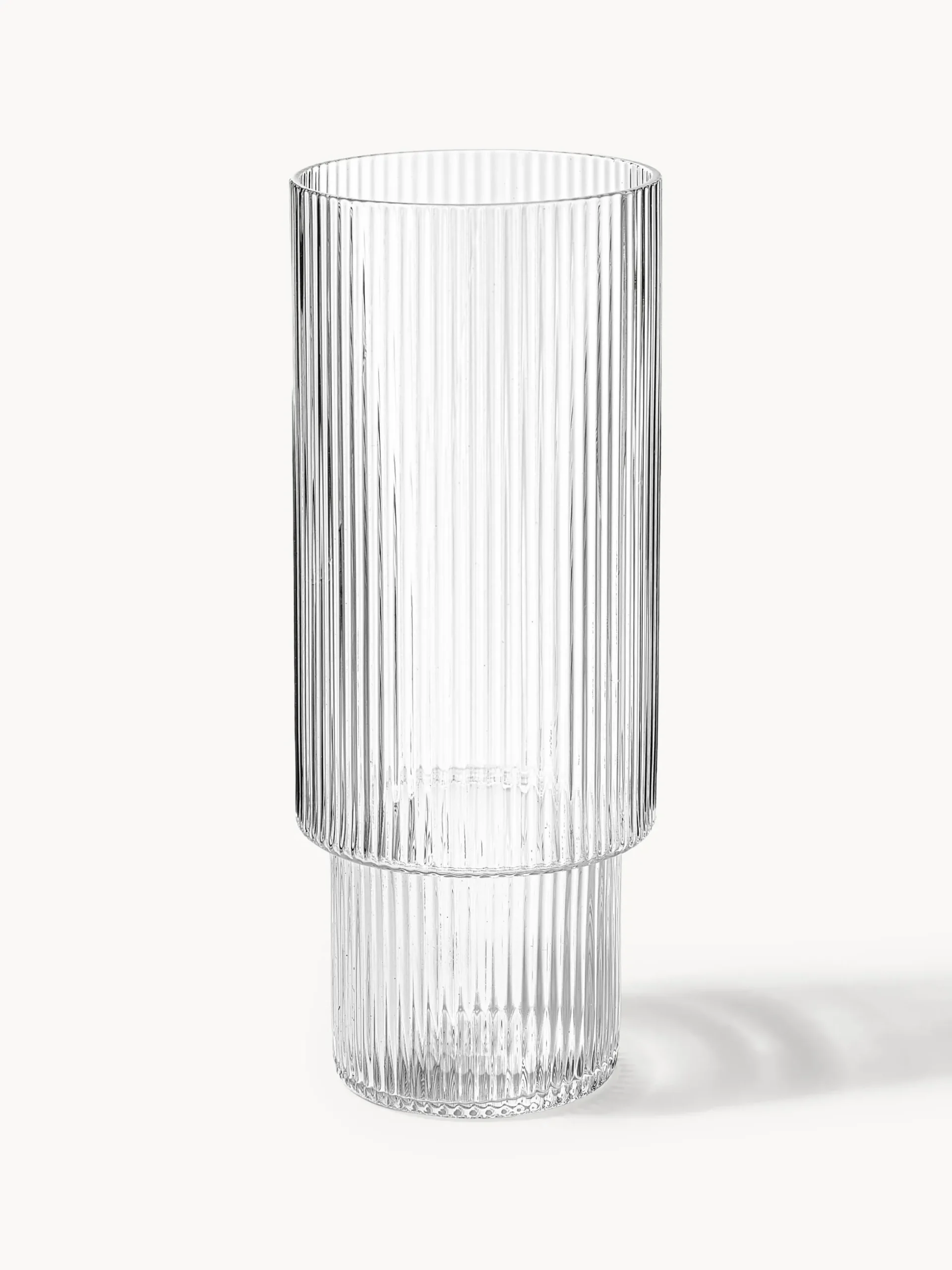 Set di 4 bicchieri da long drink in vetro soffiato millerighe Ripple