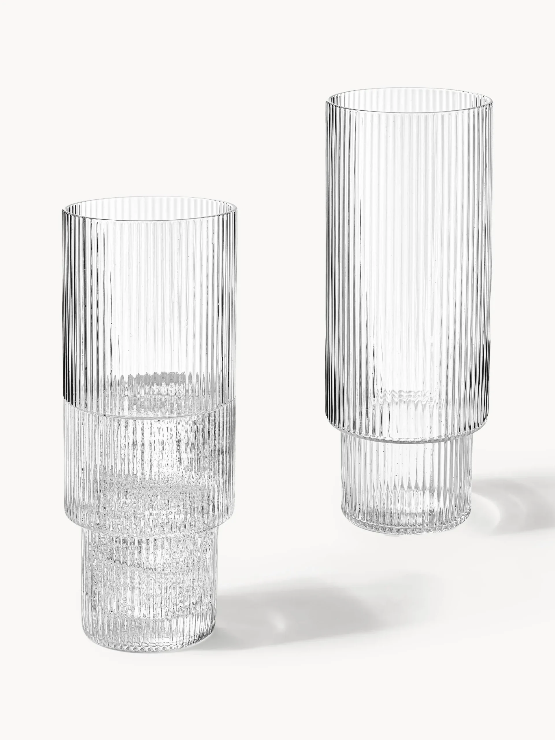 Set di 4 bicchieri da long drink in vetro soffiato millerighe Ripple