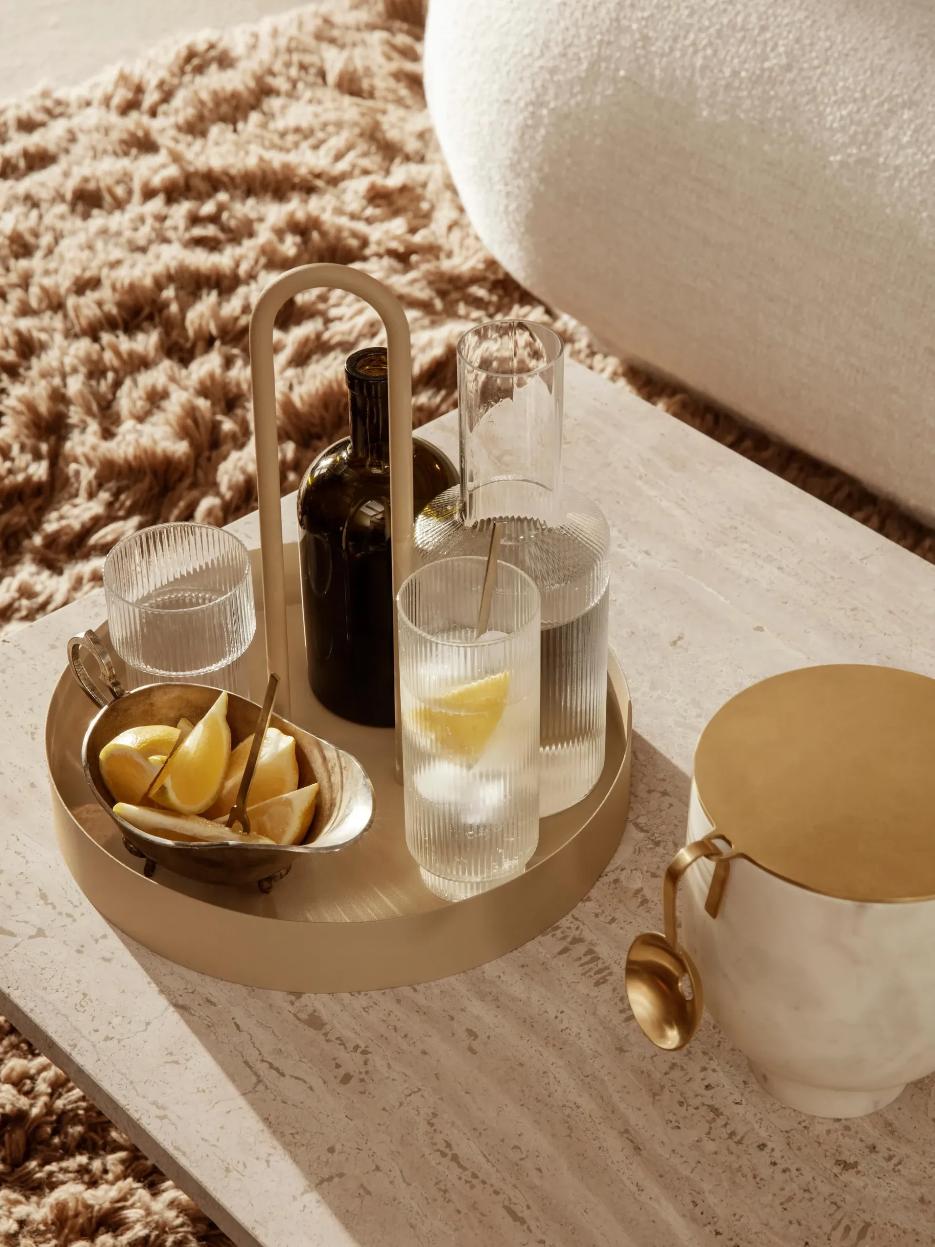 Set di 4 bicchieri da long drink in vetro soffiato millerighe Ripple