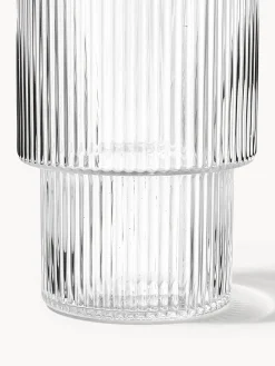 Set di 4 bicchieri da long drink in vetro soffiato millerighe Ripple