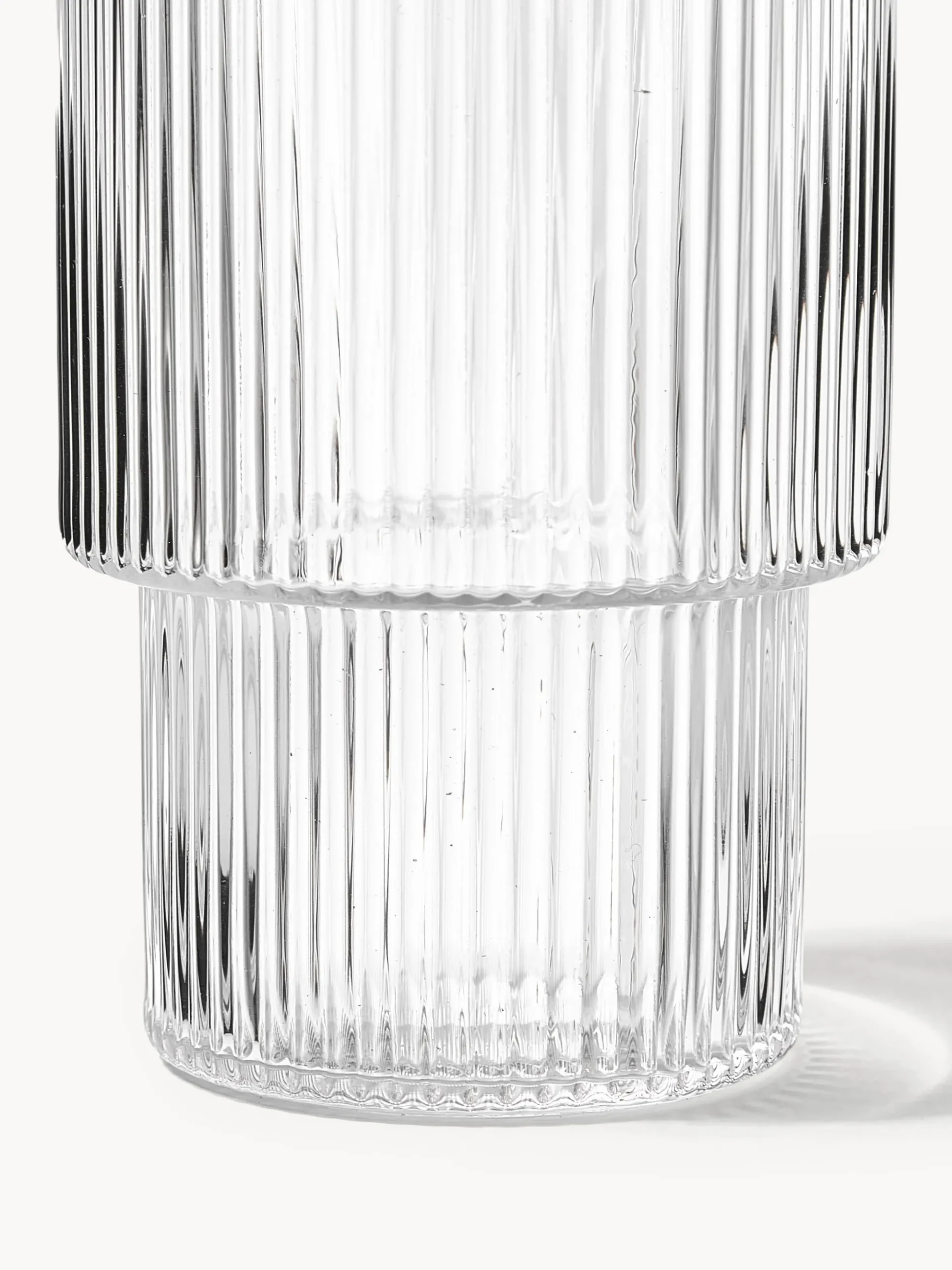Set di 4 bicchieri da long drink in vetro soffiato millerighe Ripple
