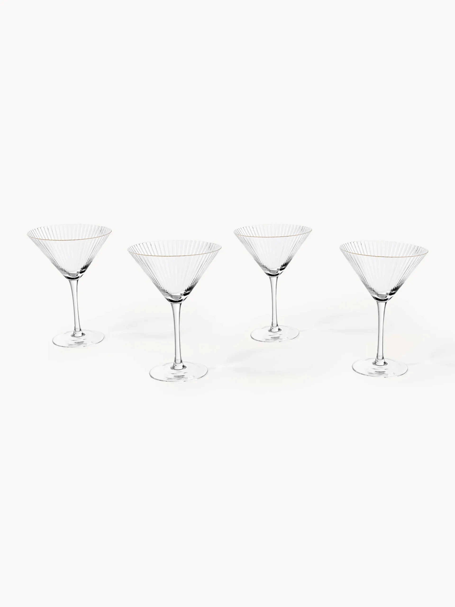 Set di 4 bicchieri da Martini in vetro soffiato con bordo dorato Aleo