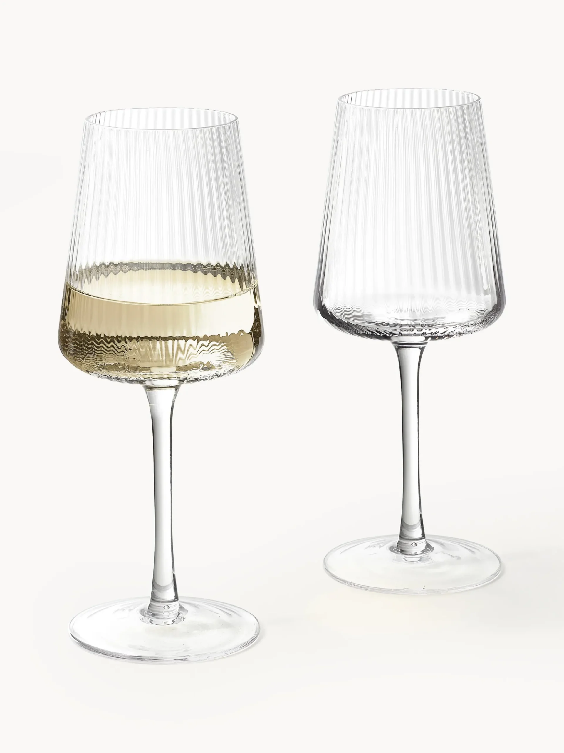Set di 4 bicchieri da vino bianco fatti a mano con struttura millerighe Cami