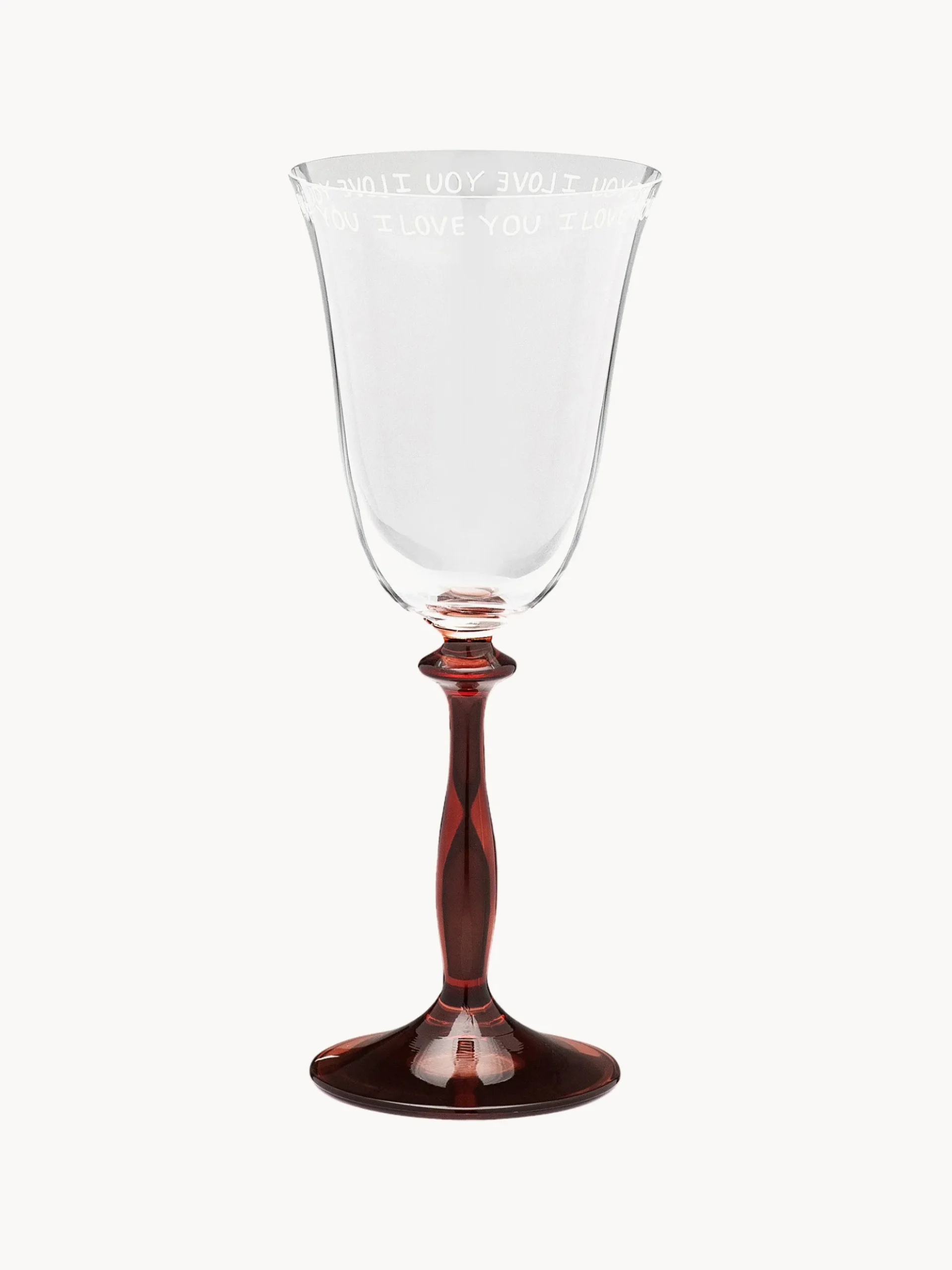 Set di 2 bicchieri da vino in cristallo I Love You