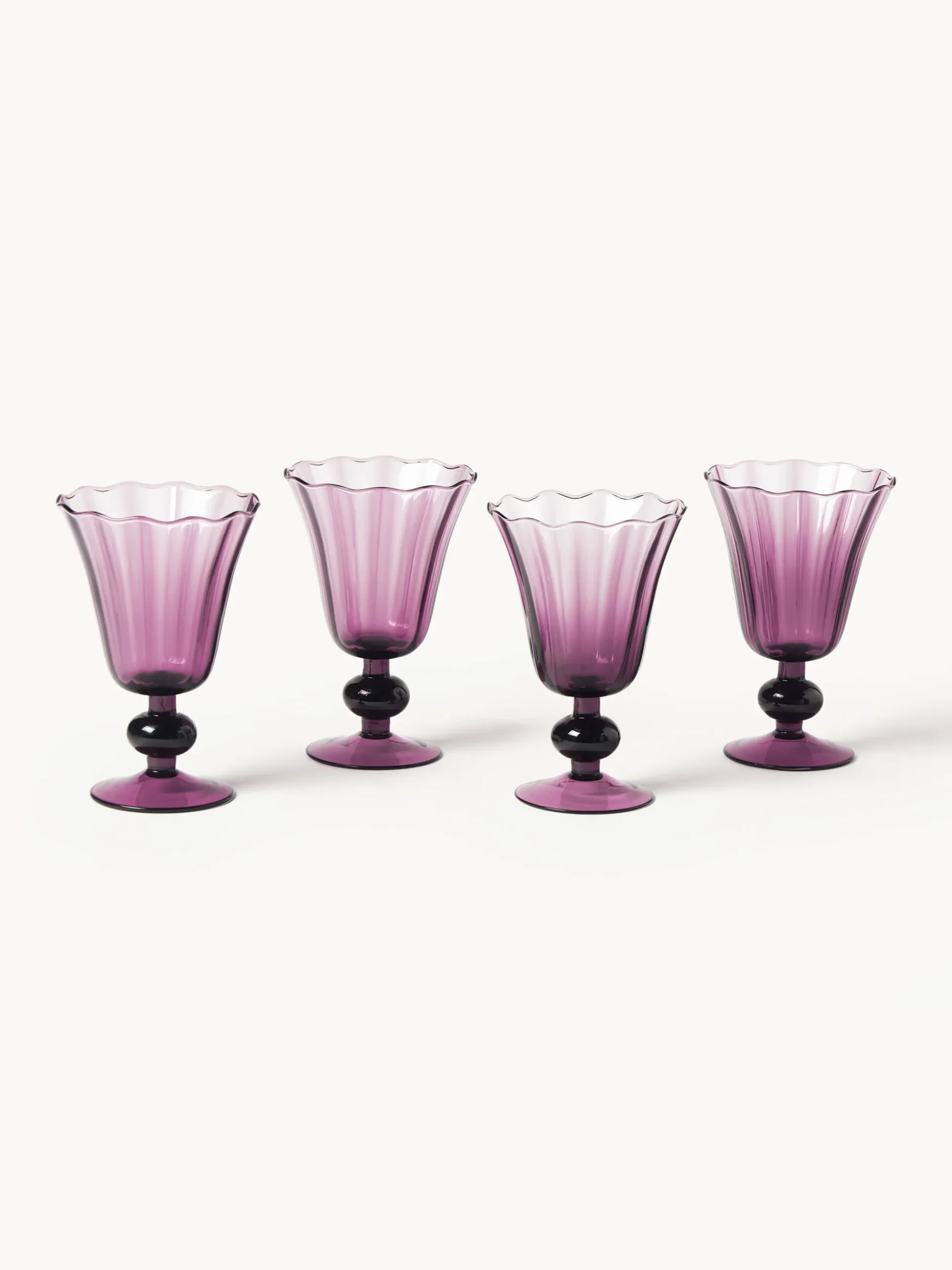 Set di 4 bicchieri da vino in vetro soffiato Tulya