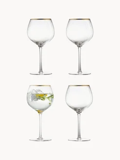 Set di 4 bicchieri da vino in vetro soffiato con struttura millerighe Palermo