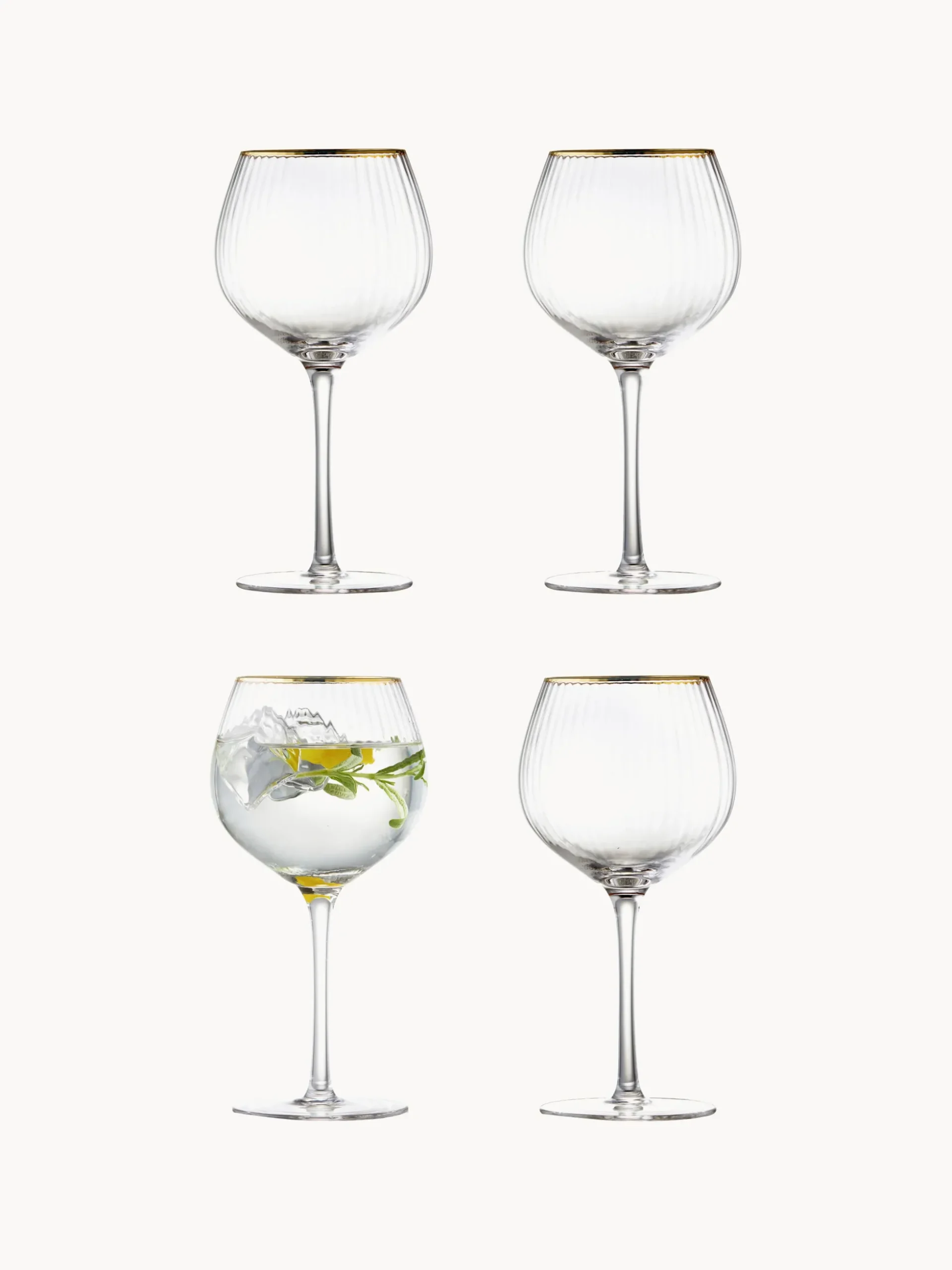 Set di 4 bicchieri da vino in vetro soffiato con struttura millerighe Palermo