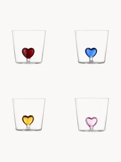 Set di 4 bicchieri fatti a mano in vetro borosilicato Cuore