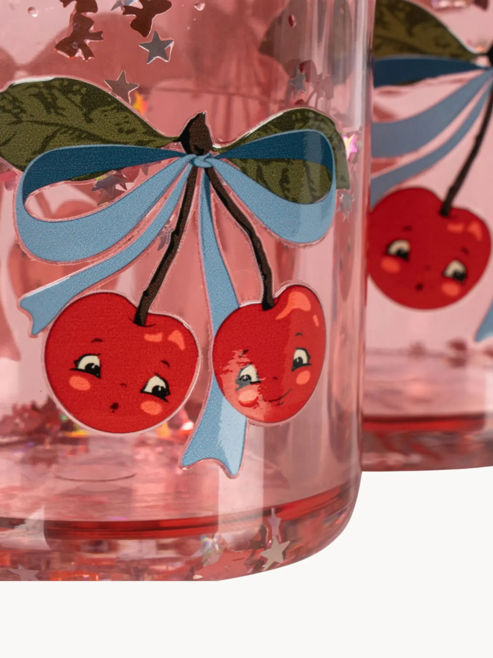 Set di 2 bicchieri glitter Cherry Bow