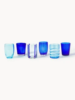 Set di 6 bicchieri in vetro soffiato con strutture diverse Melting Pot