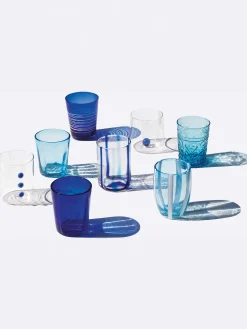 Set di 6 bicchieri in vetro soffiato con strutture diverse Melting Pot