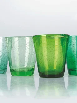 Set di 6 bicchieri in vetro soffiato con bollicine d'aria Cancun
