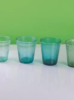 Set di 6 bicchieri in vetro soffiato con bollicine d'aria Cancun