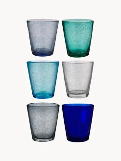 Set di 6 bicchieri in vetro soffiato con bollicine d'aria Cancun