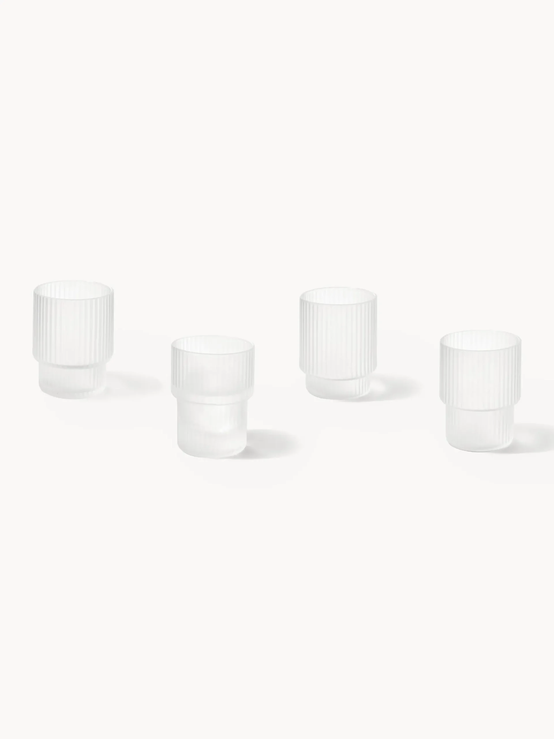 Set di 4 bicchieri per acqua in vetro soffiato millerighe Ripple, 60 ml