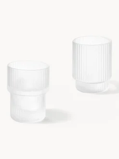 Set di 4 bicchieri per acqua in vetro soffiato millerighe Ripple, 60 ml