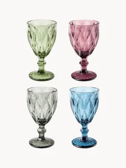 Set di 4 bicchieri per vino con motivo strutturato Colorado