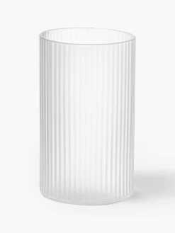 Set di 4 bicchieri piccoli da long drink in vetro soffiato con scanalatura in rilievo Ripple, 140 ml