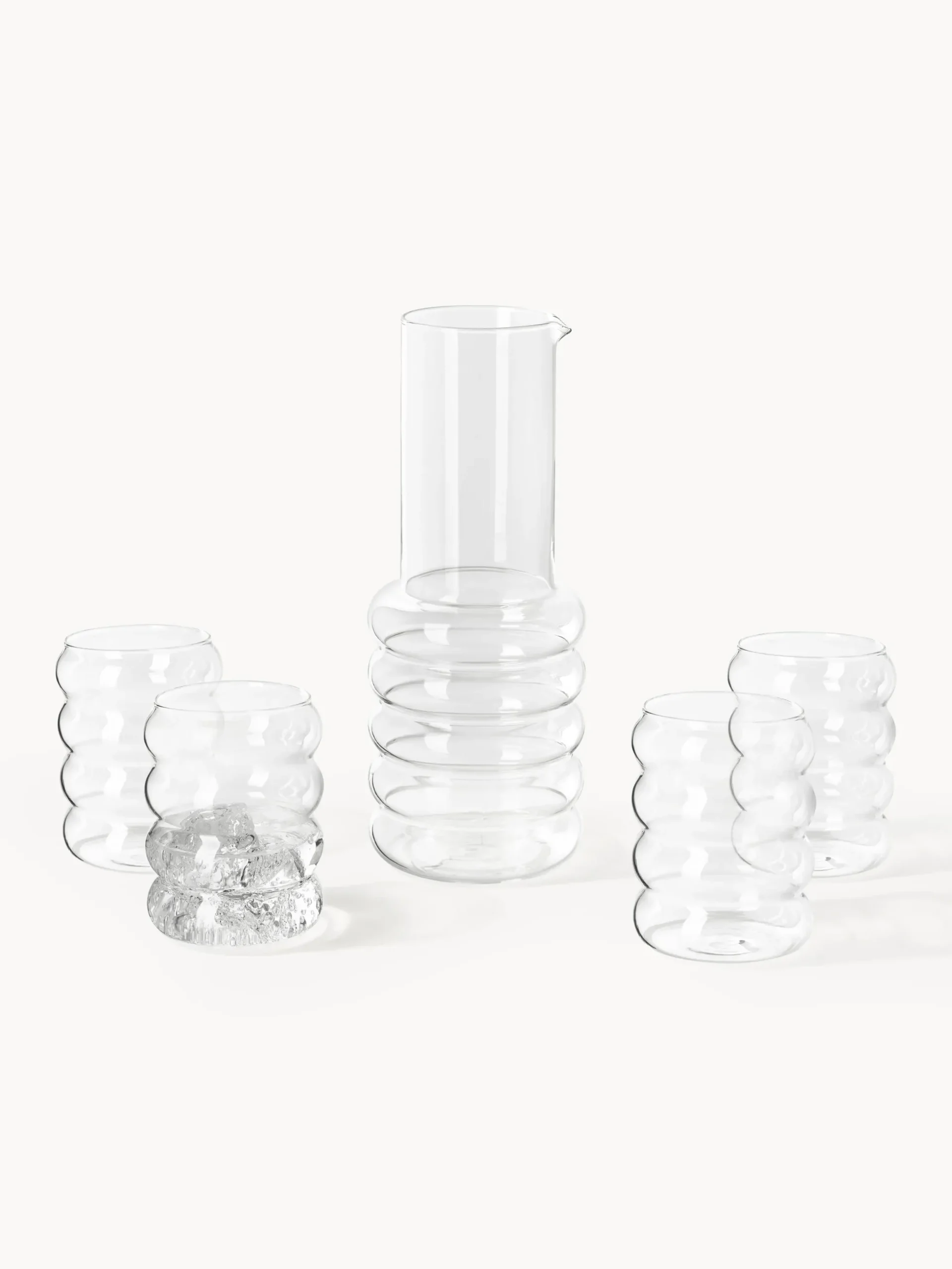 Set di caraffa e bicchieri in vetro soffiato Bubbly 5 pz