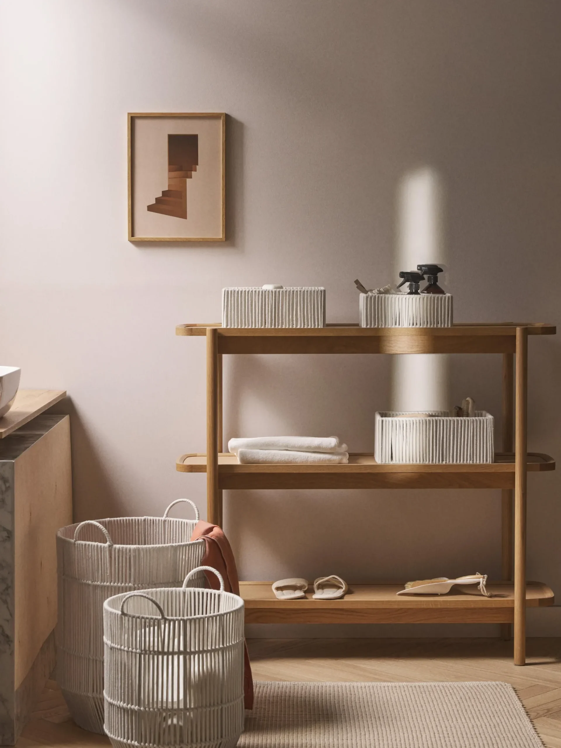 Set di 3 cesti portaoggetti in corda intrecciata a mano Gabe