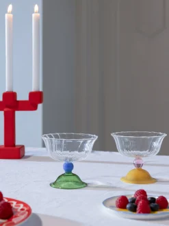 Set di 2 coppe da champagne in vetro soffiato fatto a mano Tulip