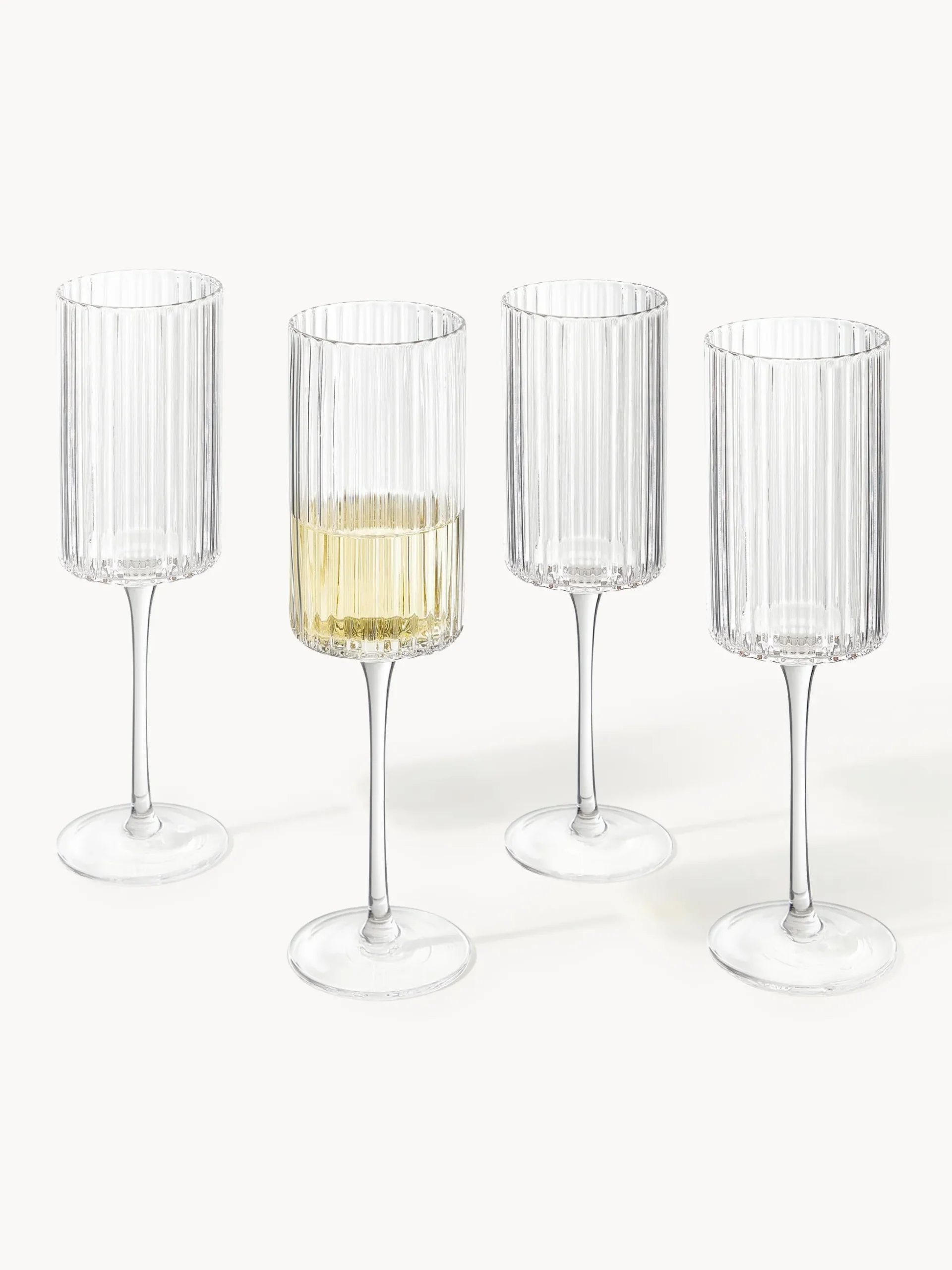 Set di 4 flute da champagne in vetro soffiato Aleo