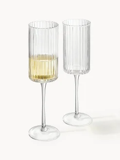 Set di 4 flute da champagne in vetro soffiato Aleo