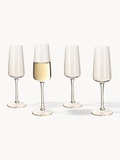 Set di 4 flute da champagne in vetro soffiato Ellery