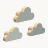 Set di 3 ganci da parete in legno di faggio fatti a mano Cloud