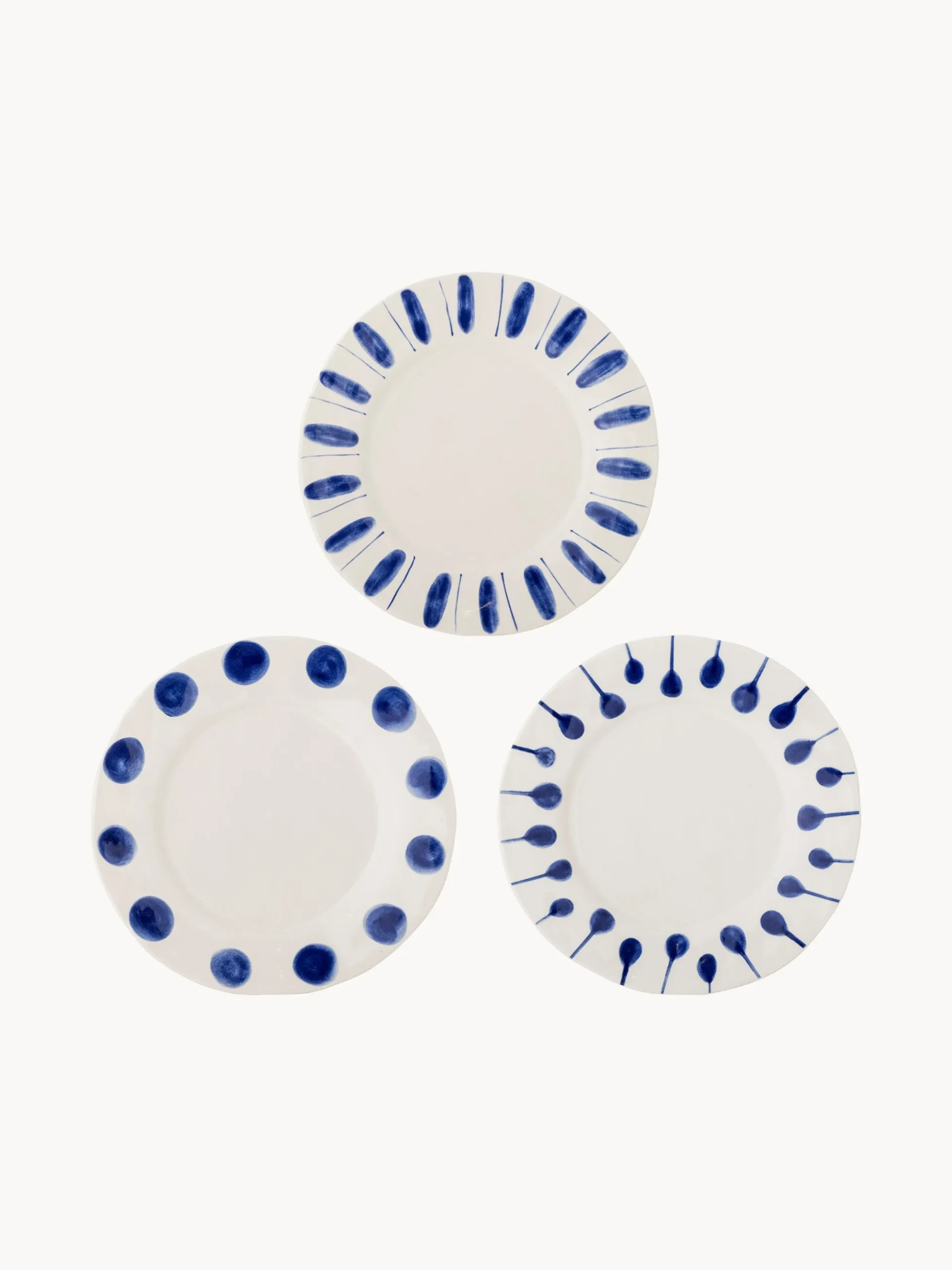 Set di 3 piatti da cena dipinti a mano Linora