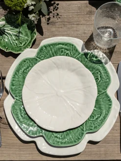 Set di 4 piatti da colazione dipinti a mano Cabbage