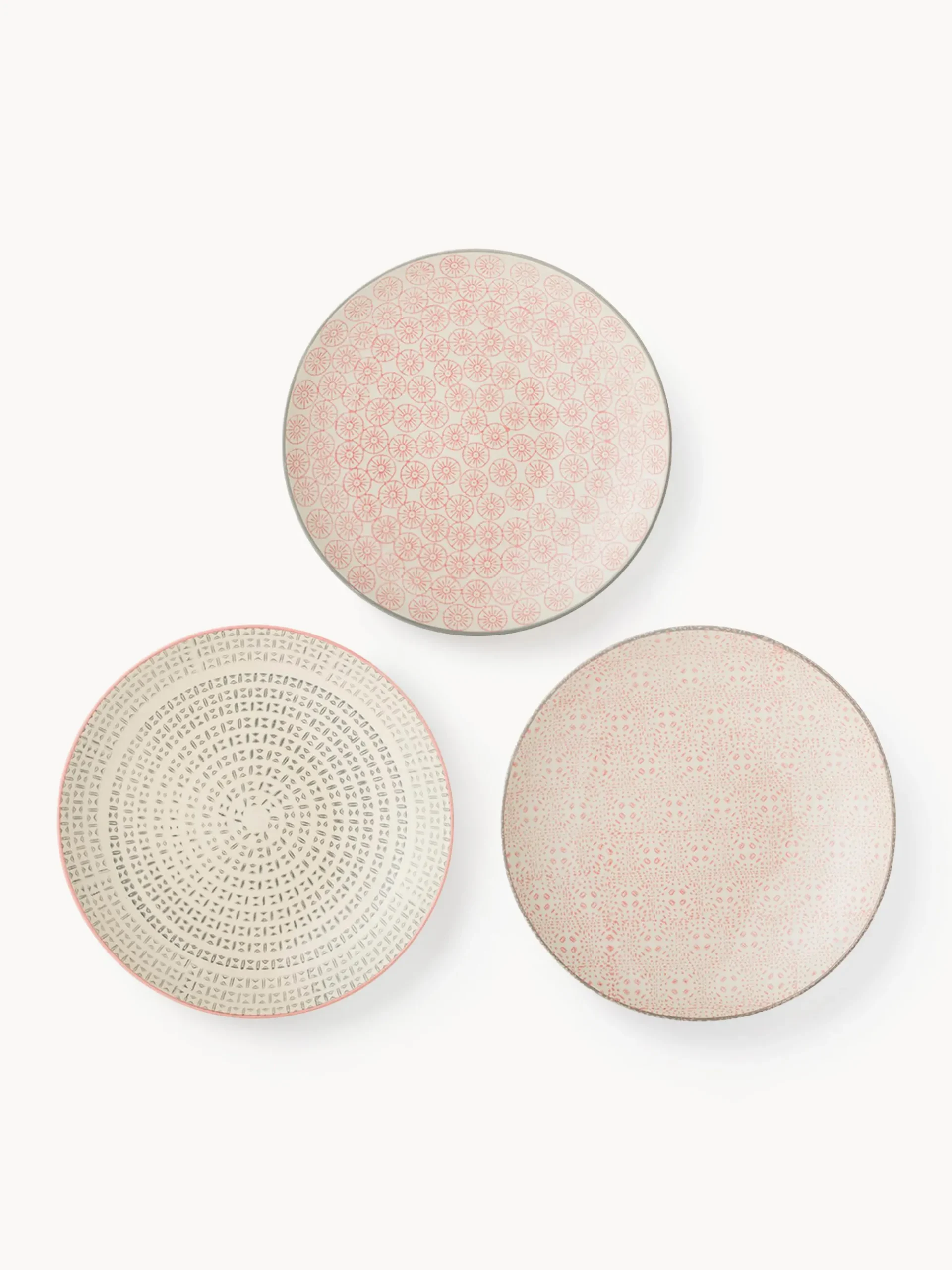 Set di 3 piattini da colazione dipinti a mano con motivo giocoso Cécile