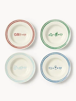 Set di 4 piatti per pasta in porcellana con motivo decorativo Tutti