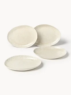 Set di 4 piatti piani fatti a mano dalla forma organica Macey