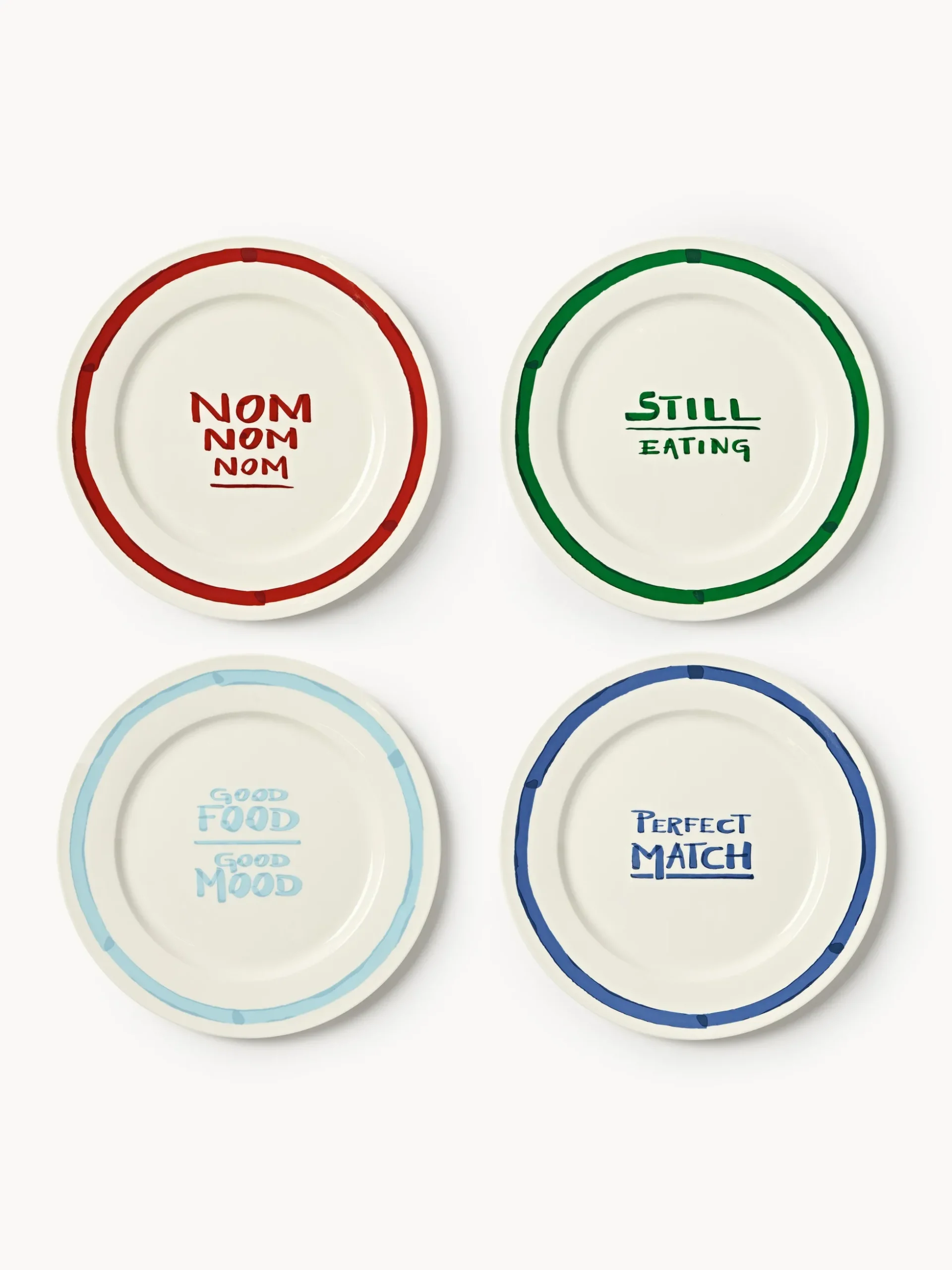 Set di 4 piatti piani in porcellana con motivo decorativo Tutti