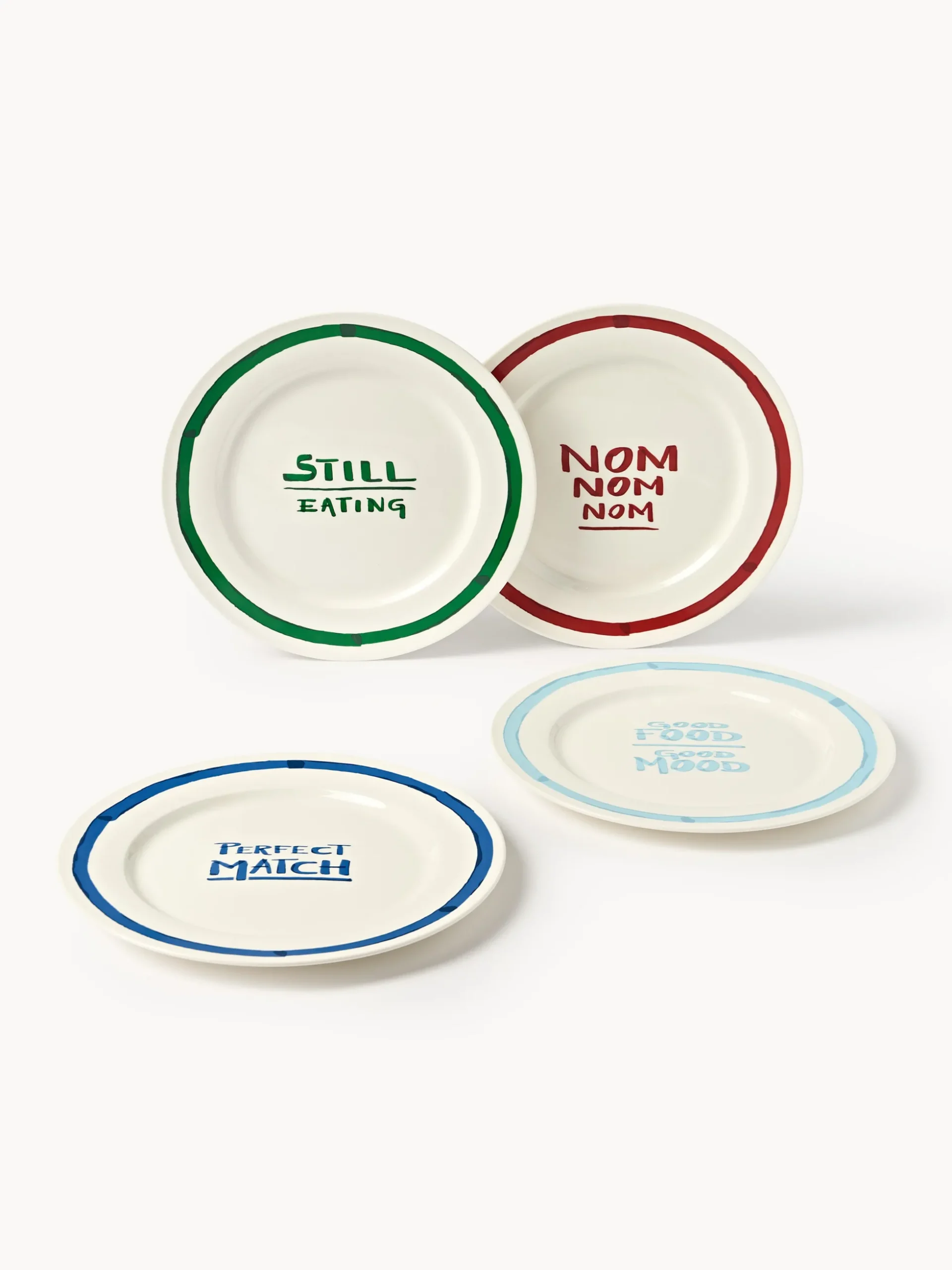 Set di 4 piatti piani in porcellana con motivo decorativo Tutti