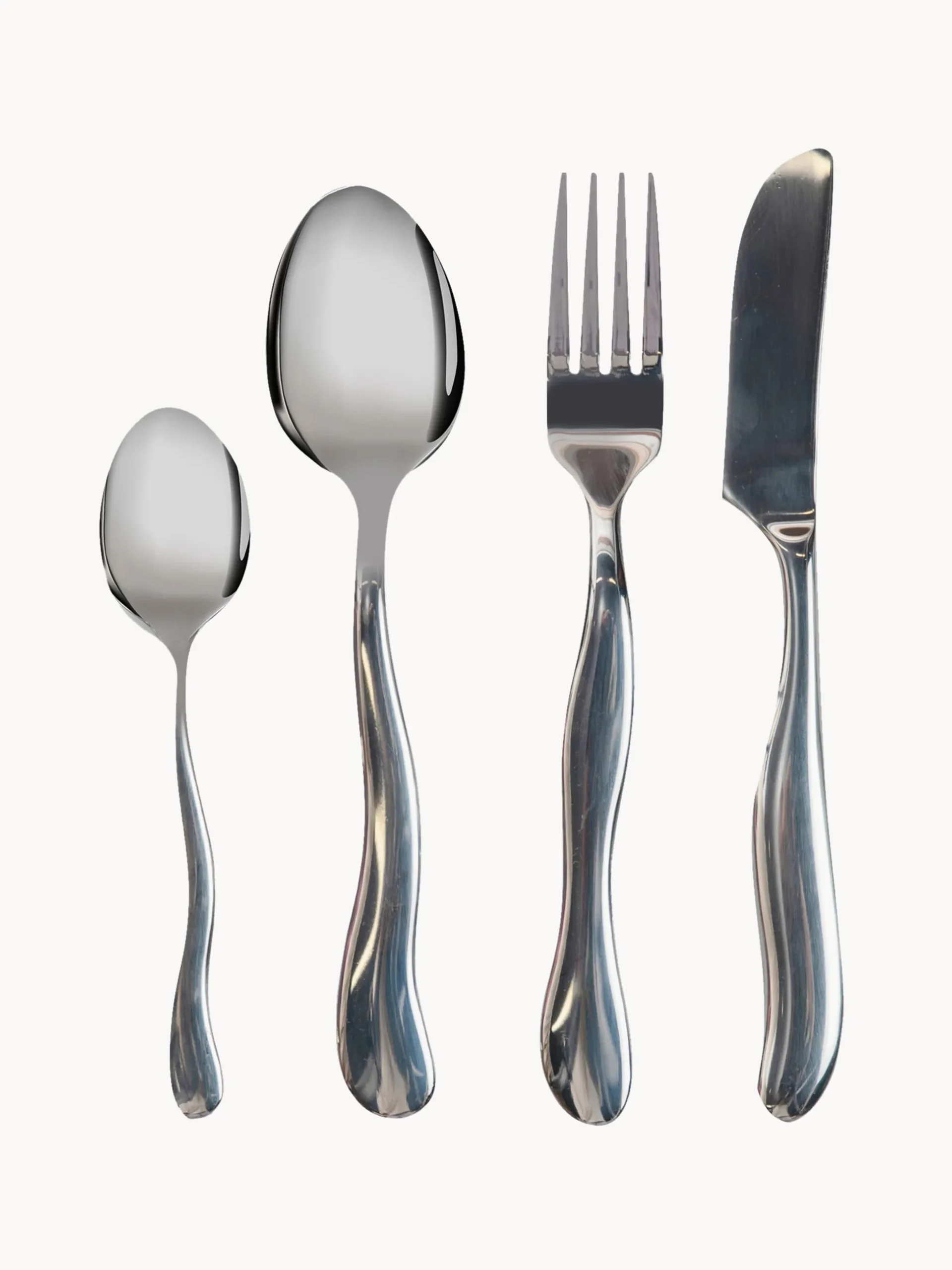 Set di 16 posate satinate con manici martellati Waverly, 4 persone
