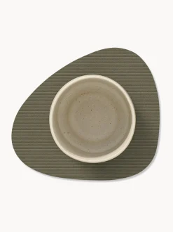 Set di 4 sottobicchieri in pelle fatti a mano dalla forma asimmetrica Curve